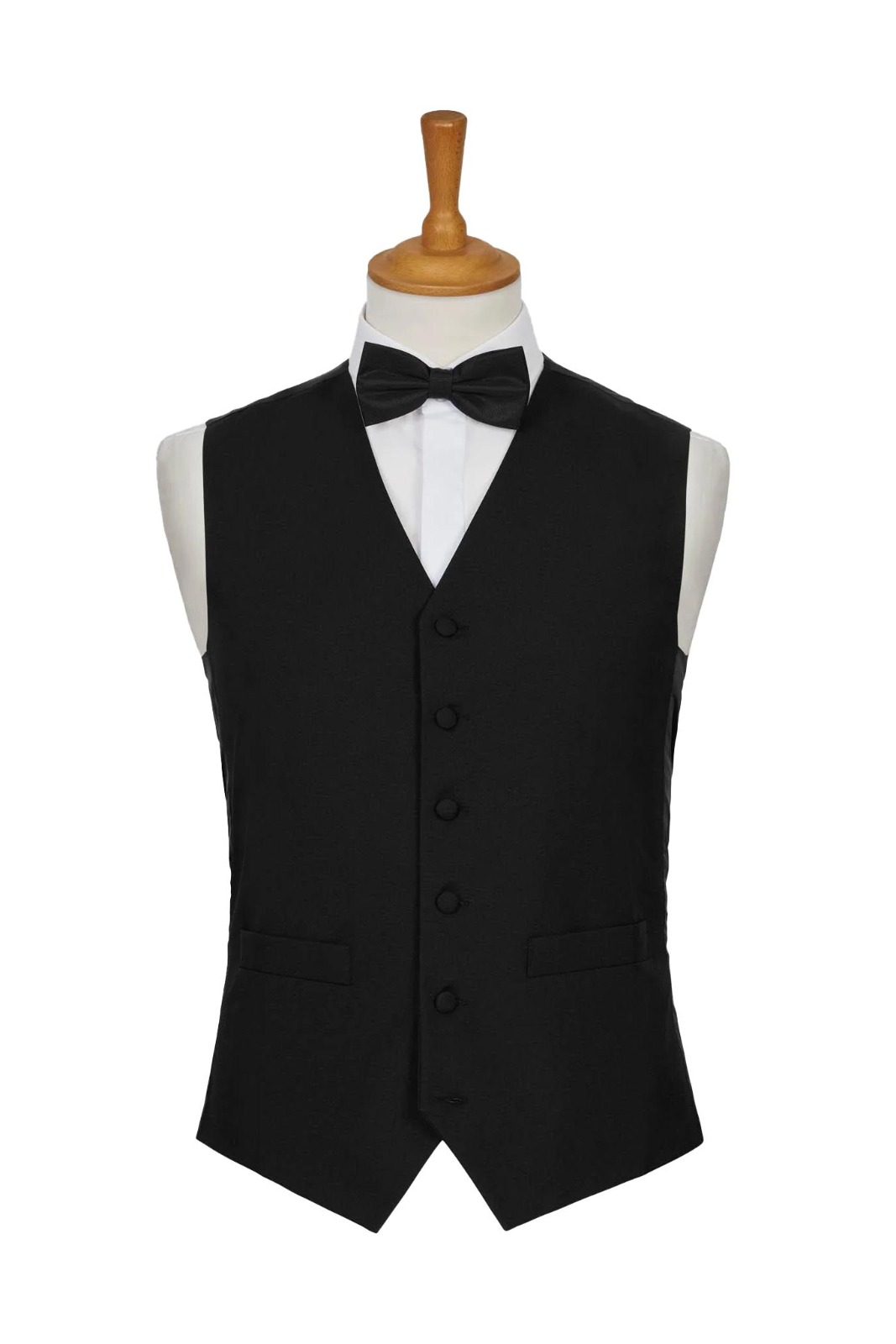 Black tuxedo waistcoat with bow tie
