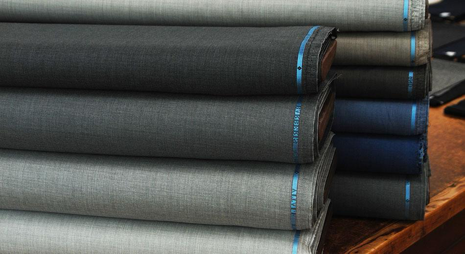 Grey Worsted Suiting fabric detail