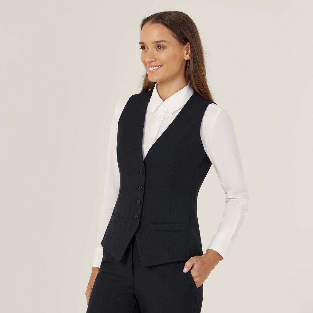 Women's black waistcoat and white shirt