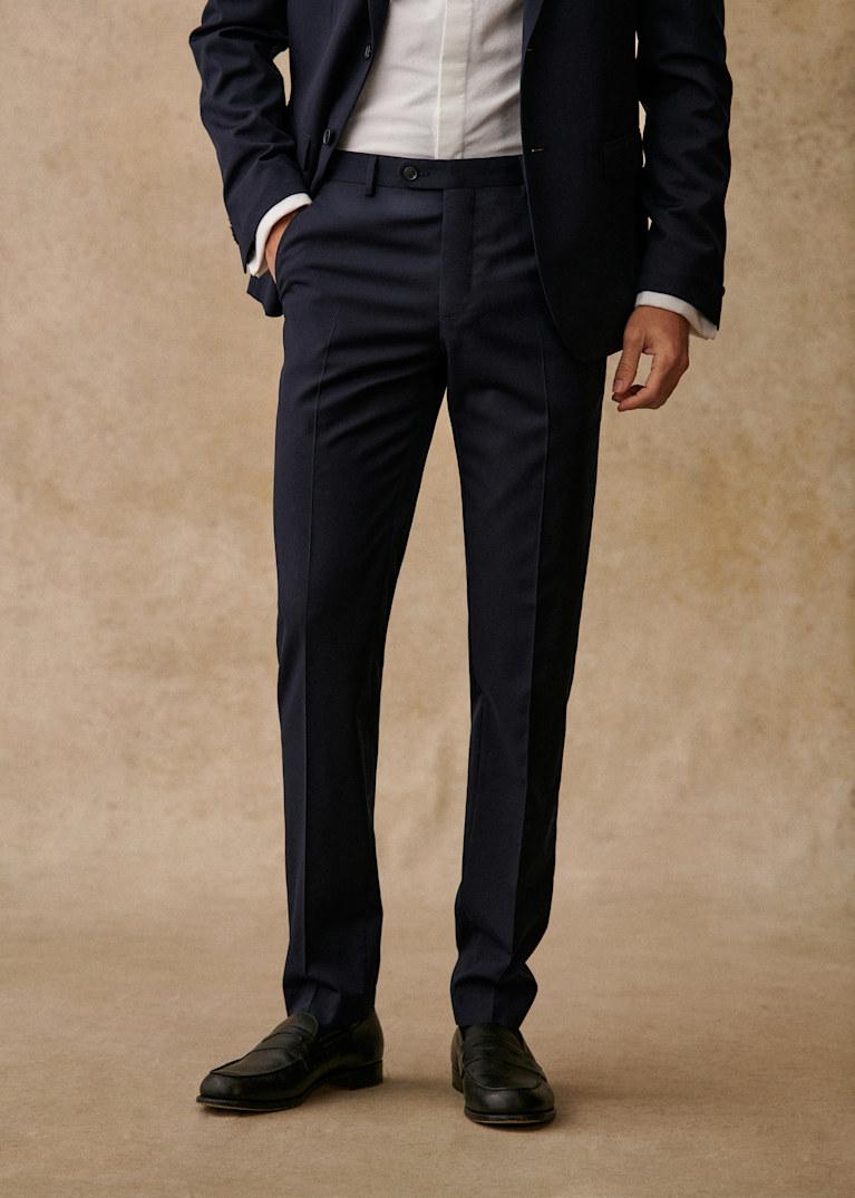 Tailored navy suit trousers